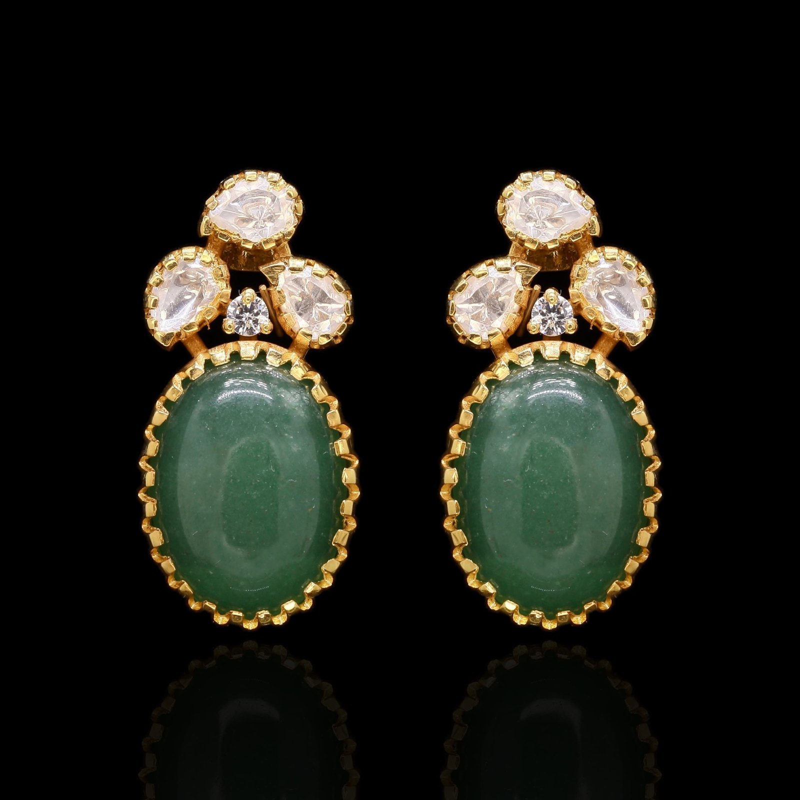 Emerald Green Kundan Necklace Set (1)