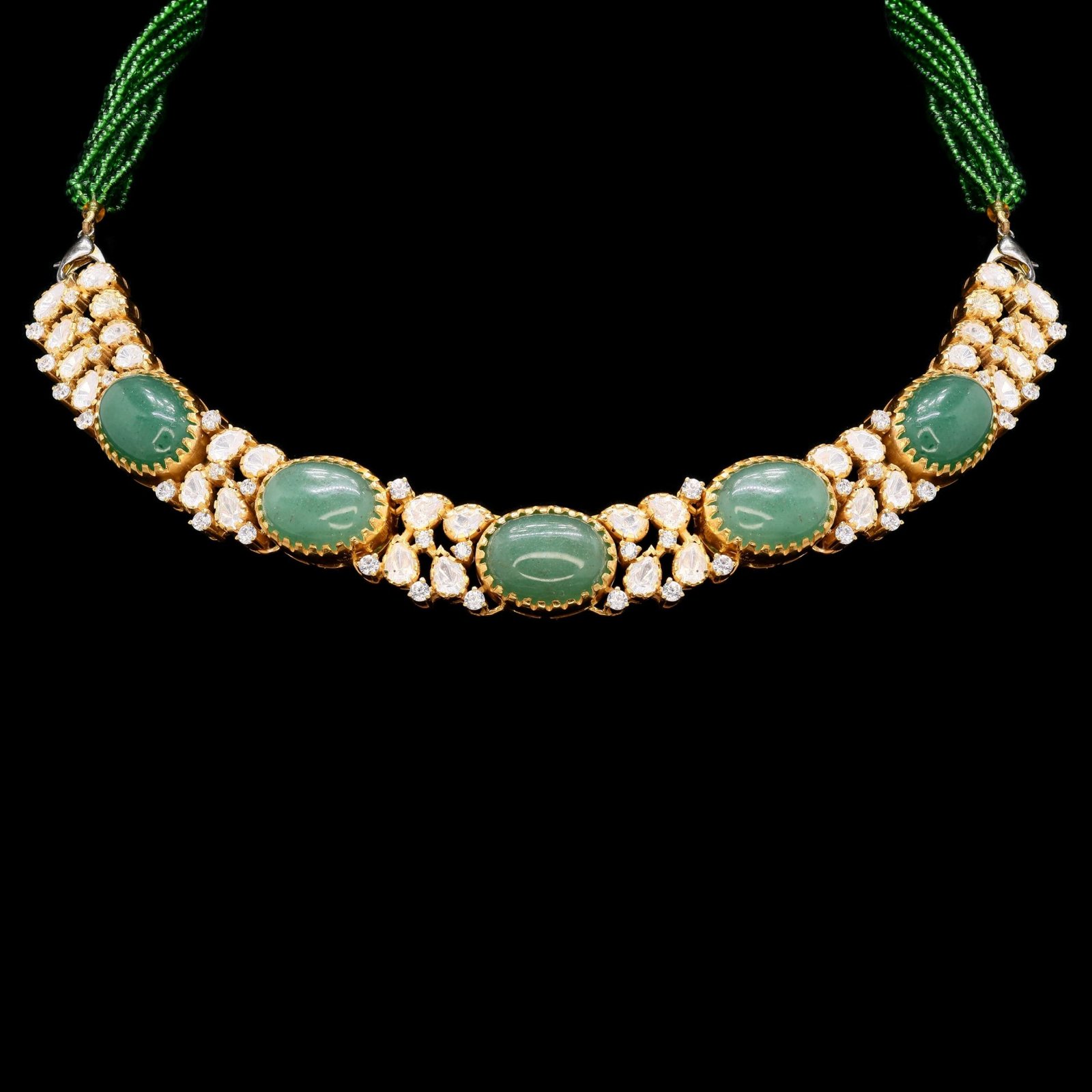 Emerald Green Kundan Necklace Set