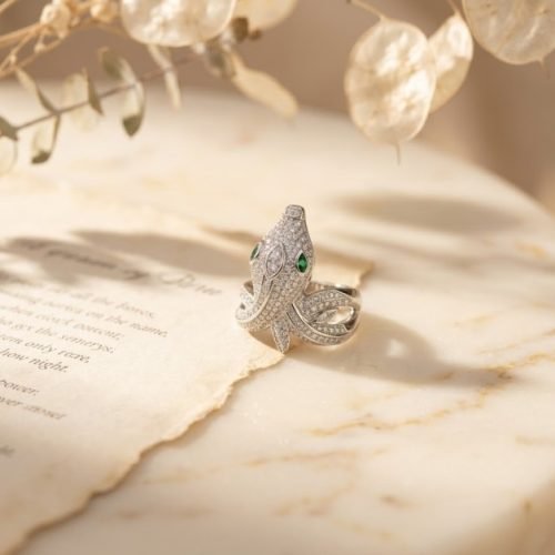 Emerald Serpent Diamond Statement Ring