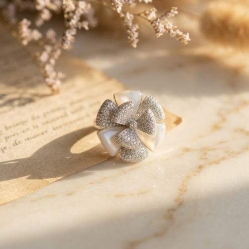 Pearl Bow Diamond Statement Ring