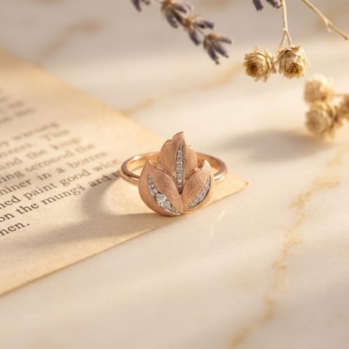 Rose Gold Leaf Diamond Ring